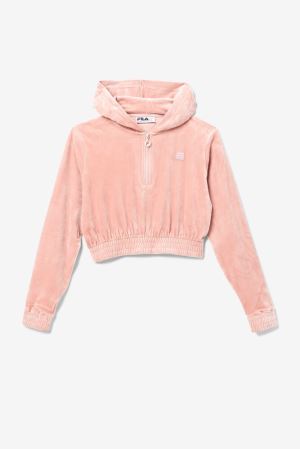 FILA Aaral Cropped Half Zip Hoodies Rose,Womens Clothing | CA.BNOWIY674